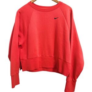 Nike Dri Fit Coral Orange Crew Neck Sweatshirt Size S Raglan Sleeve‎ Cutout Back